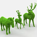 Bush Topiary Sculptures of Horse Fawn and Deer Animal Figures