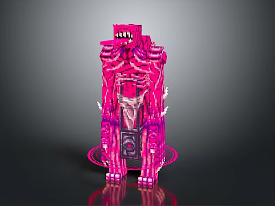 Pink Character And Creature 3D Model With Mechanical Body And Detailed Design Features 3d model