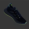 Modern Black Sports Shoes With Iridescent Stripes Yellow Laces Green Tongue And Textured Sole