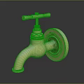 Golden Vintage Wall Mounted Brass Faucet With Cross Handle Polished Shiny Surface And Classic Design