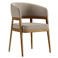 Modern Dining Chair With Wooden Frame And Light Gray Fabric Upholstered Comfortable Seat