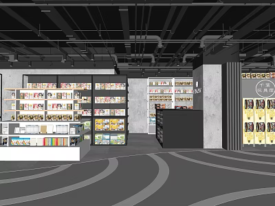 Modern Shopping Mall Retail Store Interior With Organized Shelves Stocked With Merchandise And Counter 3d model