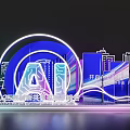 2025 Xiamen International AI Expo Neon Light Effect AI Lettering City Skyline Check in Photo Spot