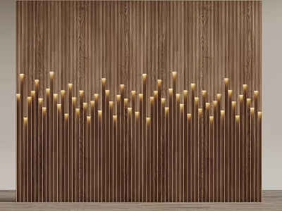 Wooden Wall Panel With Stylish Lighting Decoration 3d model