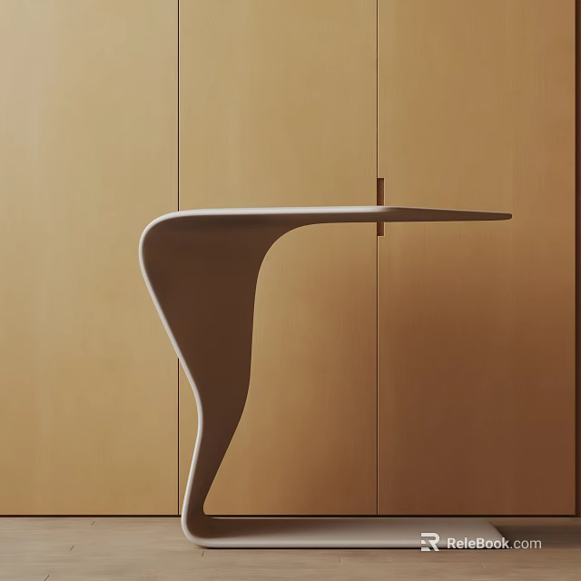 Modern Sleek Side Table With Unique Curved Design In Wooden Interior Background Setting 3d model 