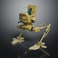 Biomechanical Robot Character With Quadruped Bionic Legs And Yellowish Beige Sensor Structure 3d model