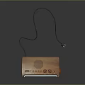 Wooden Electronic Radio With Digital Display Screen Control Buttons And Power Cord