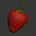 Fresh Red Strawberry With Green Leaves And Shiny Surface On Dark Background