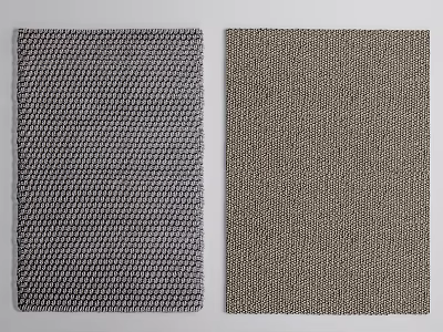 Two Tone Square Rugs Featuring Woven Grid Pattern In Gray And Brown Shades 3d model