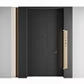 Modern Wooden Front Door With Metal Accents And House Number 2807