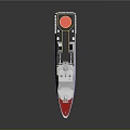 3D Rendered Warship With Red White Blue Color And Helicopter Deck