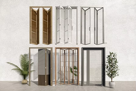folding door glass door sliding door kitchen door 3d model