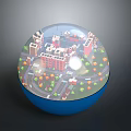 Decorative Furniture Sphere With City Buildings Roads And Trees On Blue Base