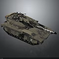 Military Combat Tank Vehicle Featuring Heavy Armor Tracks And Desert Camouflage Design