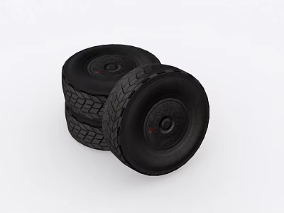 Two Black Tires Stacked Together With Deep Tread Pattern For Automotive Use 3d model