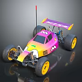 Colorful Remote Control Off Road Car With Pink Yellow Purple Large Wheels Rear Wing Antenna