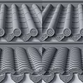 Gray Roof Tile Components Showing Various Angles And Architectural Design Details 3d model