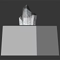 Transparent Polyhedral Crystals On Gray Hexagonal Platform With Dark Background