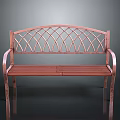 Wooden Seat And Metal Frame Bench Featuring Arched Lattice Back Design For Outdoor Use