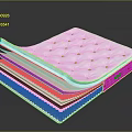 Multi Layered Mattress With White Quilted Top And Supportive Foam Structure 3d model