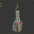 Cartoon Skyscraper Model Featuring Lego Style Design Billboards And Detailed Floors