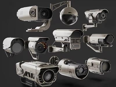 Public Facilities Surveillance Cameras With Various Dome Bullet And Mounted Designs 3d model
