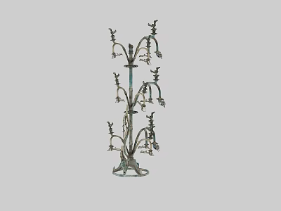 Ornate Metal Candelabra With Intricate Design Multiple Branches Decorative Holders And Circular Base 3d model