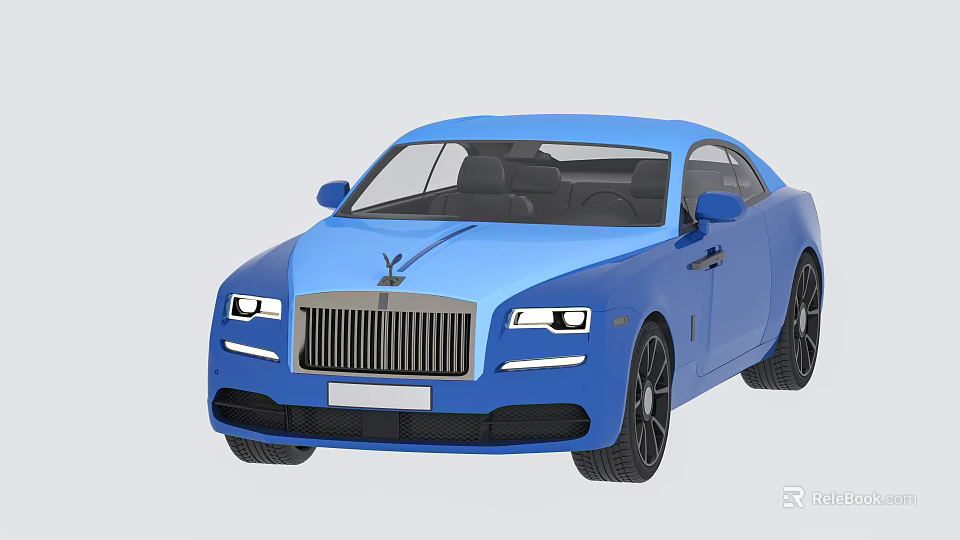 Blue Rolls Royce Two Door Coupe With Classic Grille And Spirit Of Ecstasy 3d model 