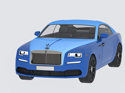 Blue Rolls Royce Two Door Coupe With Classic Grille And Spirit Of Ecstasy 3d model