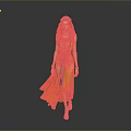 Woman with Red Hair and Blue Headband Wearing Yellow Dress on Dark Background