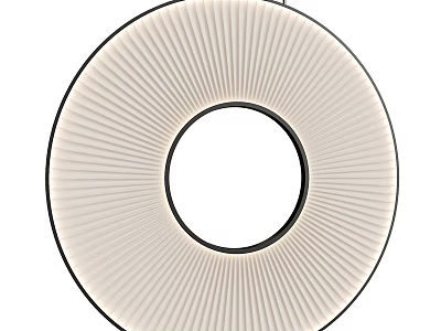 Circular Striped Pattern Ivory White Chandelier With Illuminated Center Design 3d model