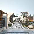 Decorative Rockery Stones In Traditional Chinese Courtyard With Lush Plants And Pathway