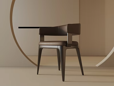 Modern Leather Dining Chair With Ergonomic Design And Wooden Legs 3d model
