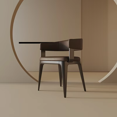 Modern Leather Dining Chair With Ergonomic Design And Wooden Legs 3d model