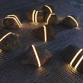Beautiful Zen Garden Design Featuring Illuminated Stones and Raked Sand Patterns