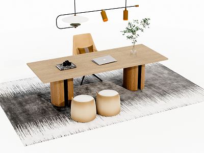 Modern desk and chair office desk and chair combination 3d model