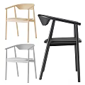 Stylish Modern Armchairs With Wooden Frames Black Leather And Light Tones