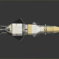 Sci Fi Rocket Model With Circular Front Silver Metallic And Red Yellow Structures