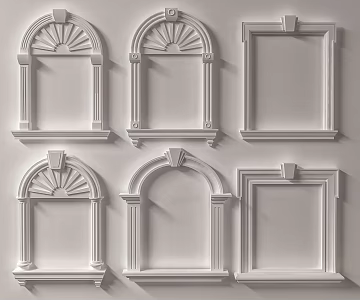 European Style Window Cover Window Cover Line Arched Window Cover Line Villa Window Cover 3d model