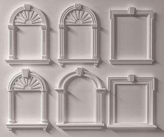 European Style Window Cover Window Cover Line Arched Window Cover Line Villa Window Cover 3d model