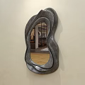 Modern Irregular Shaped Mirror As Wall Decor Reflecting Living Room Interior 3d model