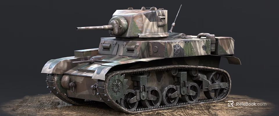Military Tank with Camouflage Paint Heavy Tracks and Armored Turret Design 3d model 