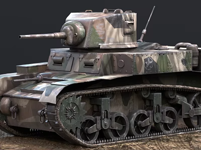 Military Tank with Camouflage Paint Heavy Tracks and Armored Turret Design 3d model