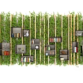 Living Plant Wall With Bookshelves Books Decorative Pieces And LOVE Sign