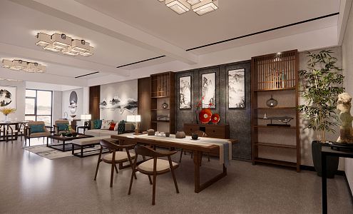 New Chinese Style Club Reception Tea Room 3d model