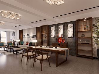 New Chinese Style Club Reception Tea Room 3d model