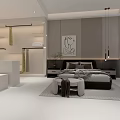 Elegant Modern Shopping Mall Store Interior With Round Bed Display And White Furniture