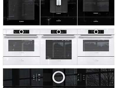Modern Built in Kitchen Appliances With Ovens Stoves And Control Panels 3d model