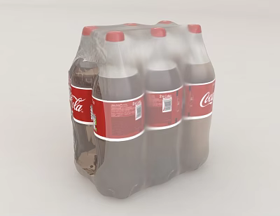 Coca Cola Bottles Pack of Six Plastic Containers with Brown Carbonated Beverage 3d model