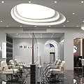 Modern Lounge Area Interior Design With Arched Doorway Gray Decorative Wall Marble Floor And Green Plant